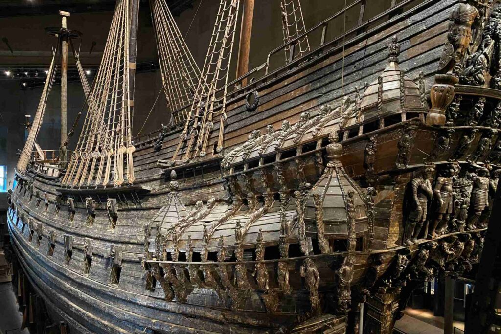 The ship Vasa inside the Vasa Museum in Stockholm Sweden, one of the biggest points of interest in the city.