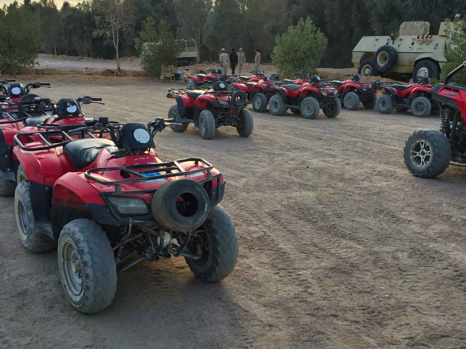 ATV's lined up for a desert expedition in Sharm El-Sheikh, Egypt.